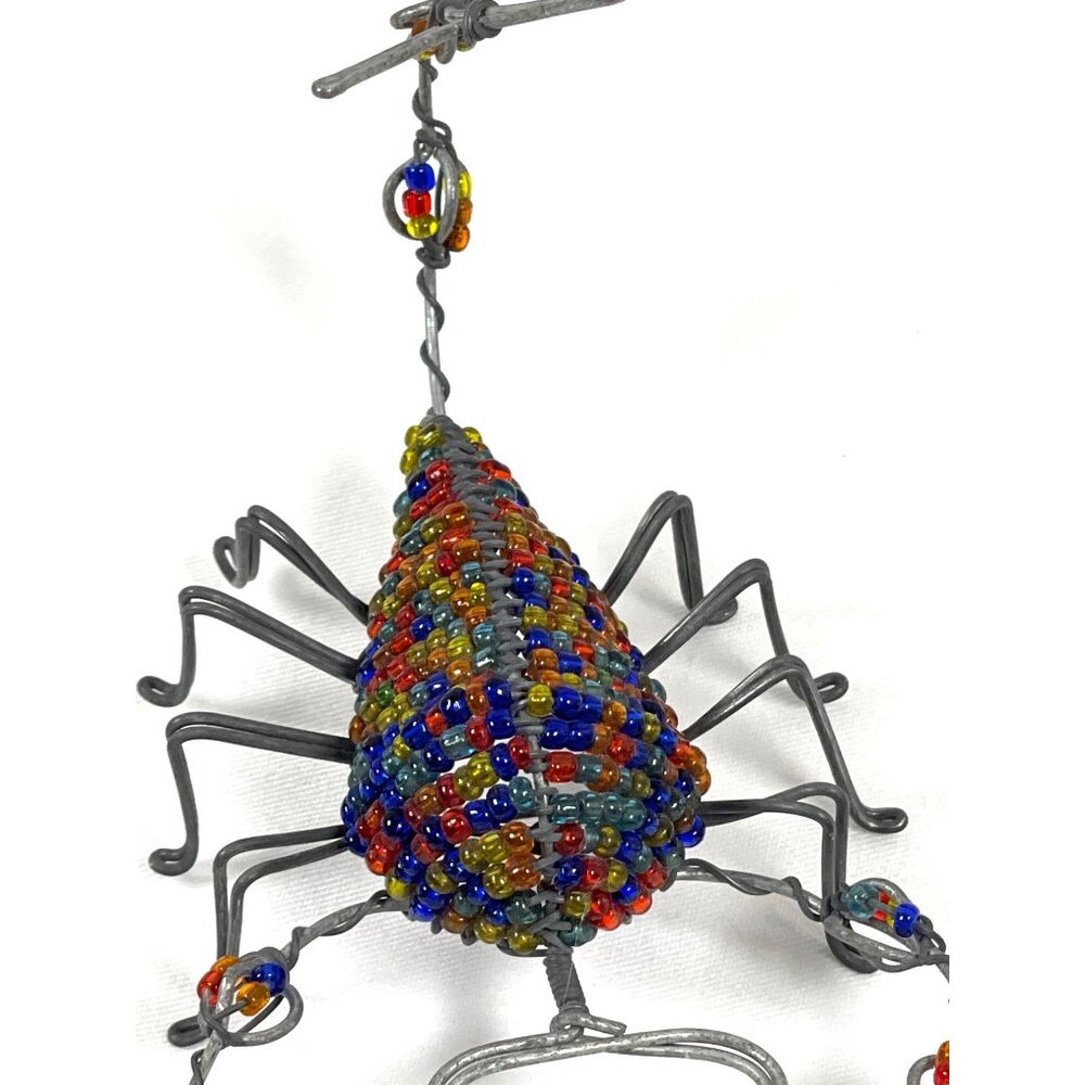 Handmade Scorpion Wire Glass Bead South Africa Multicolor Blue Red Artisan VTG - Picture 2 of 11